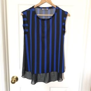 Hot Ginger Striped Sheer Top Sz L